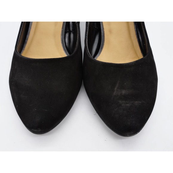 Chelsea Crew Black Label Pumps Womens 7 Black Faux Suede Almond Toe Cone Heels - Picture 6 of 11